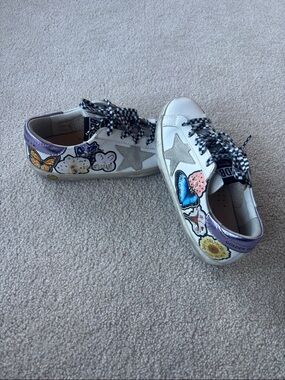 Golden Goose Kids White Sneakers with Butterfly & Star Accents